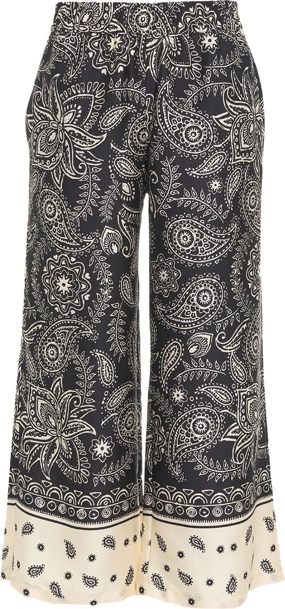 Liu Jo Cropped pants with paisley print Zwart