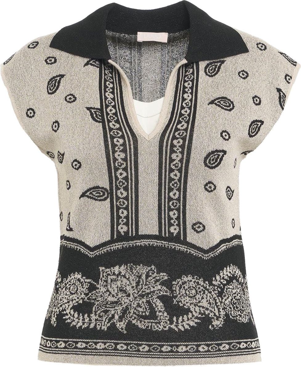 Liu Jo Knit top with paisley print Beige
