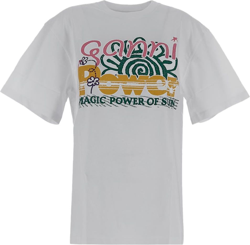 Ganni Cotton T-shirt Wit