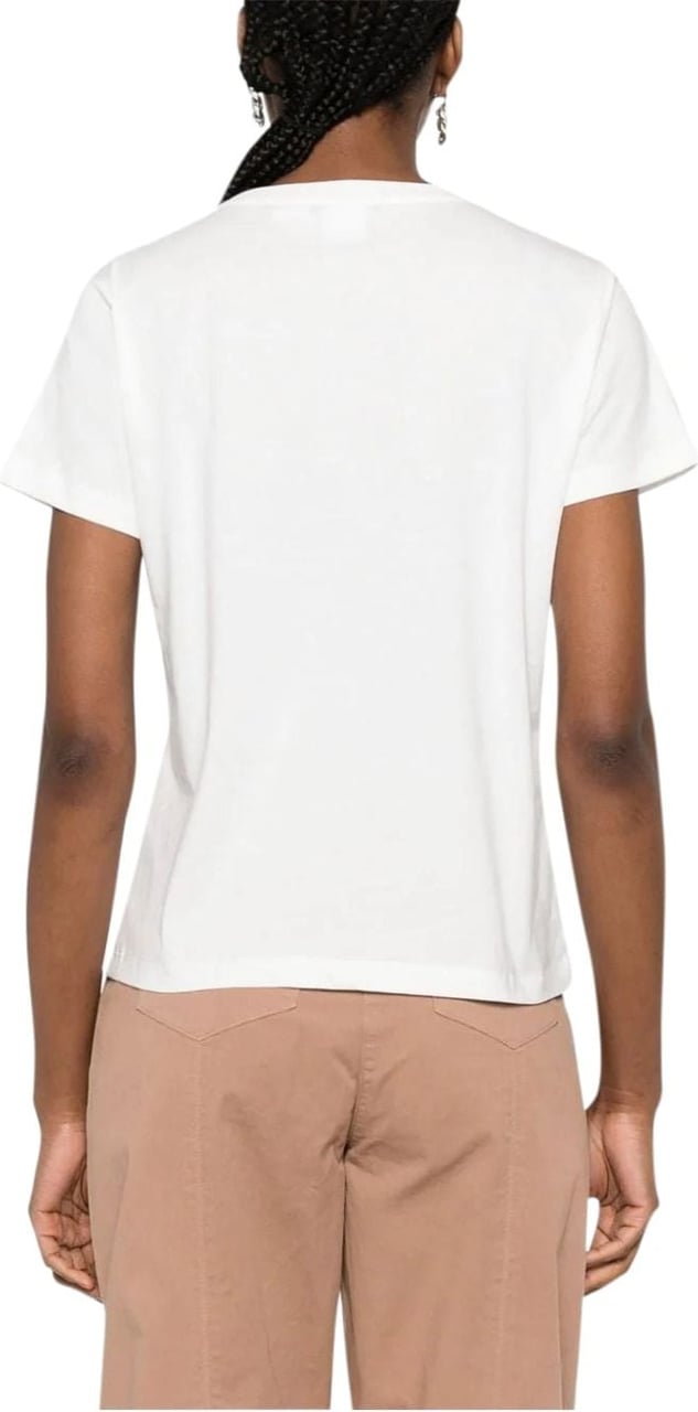 Pinko quentin t-shirt jersey logo white Wit