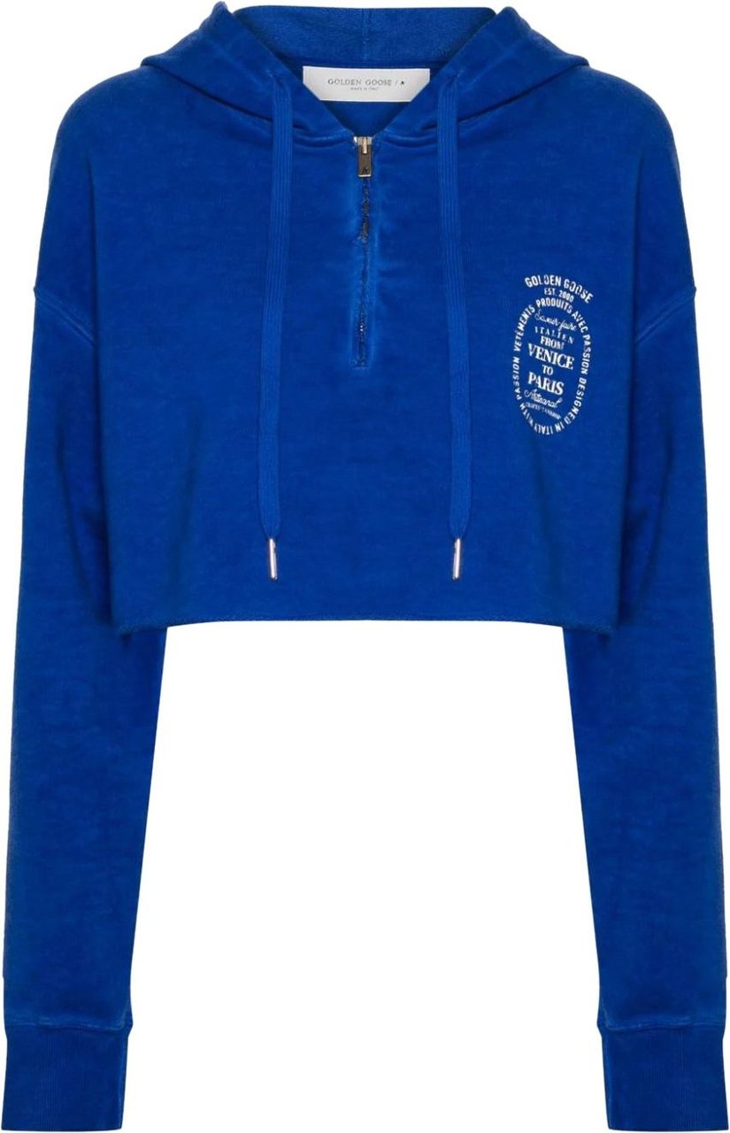 Golden Goose journey ws cropped zip up hoodie blue Blauw