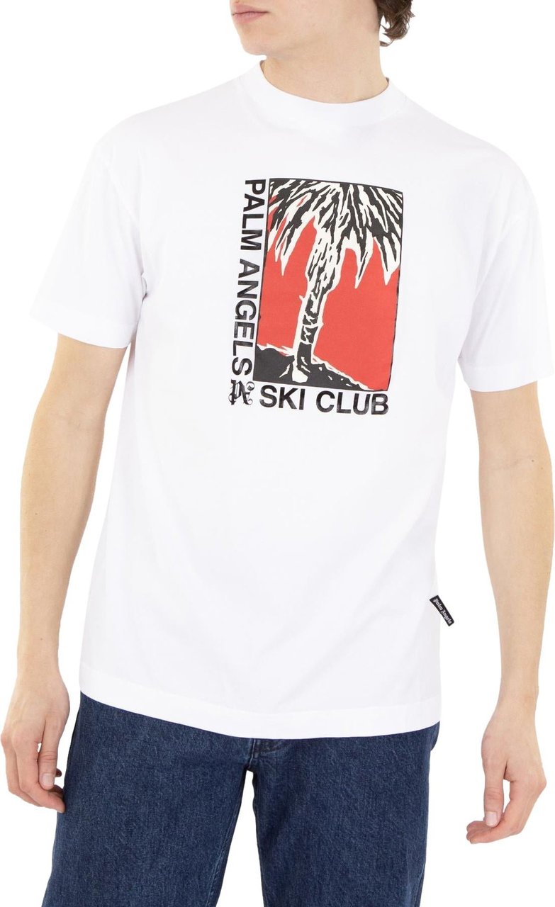 Palm Angels Heren Ski Club T-Shirt Wit Wit