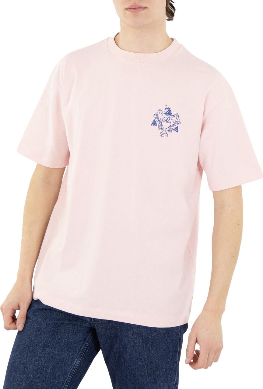 Drôle de Monsieur Heren Blason T-Shirt Roze Roze