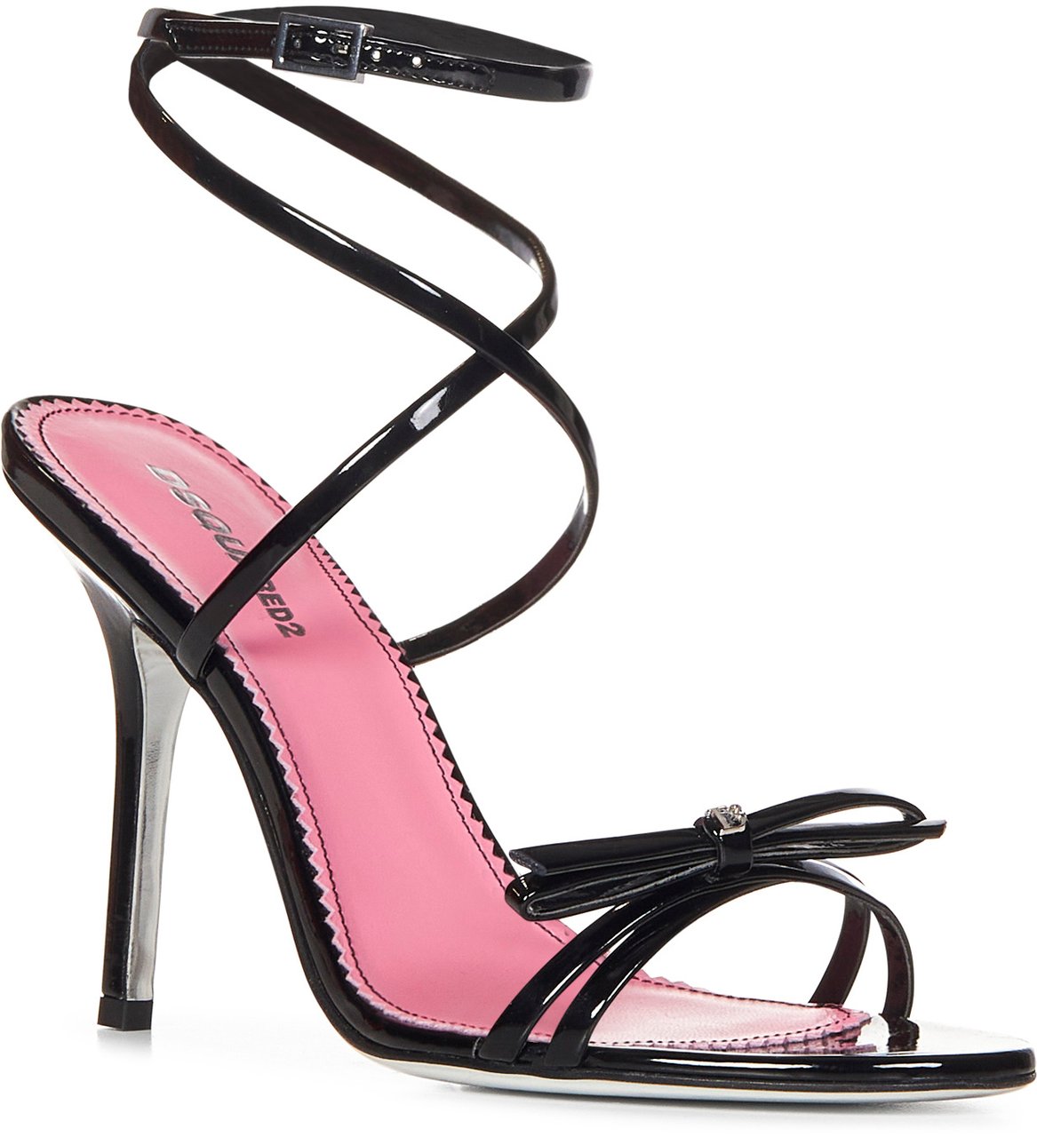 Dsquared2 Glossy Black Heeled Sandal Black Zwart