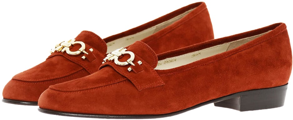 Ferragamo Babs Gancini Logo Loafers Rood