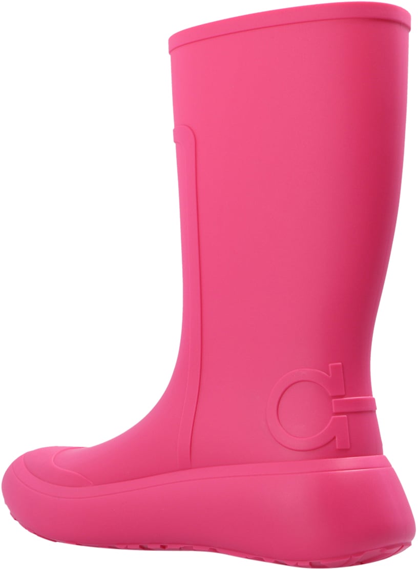 Ferragamo Rainboot Gancini Logo Ankle Boots Roze