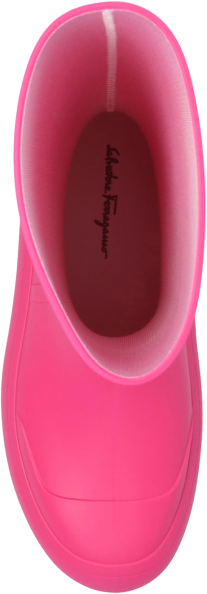 Ferragamo Rainboot Gancini Logo Ankle Boots Roze