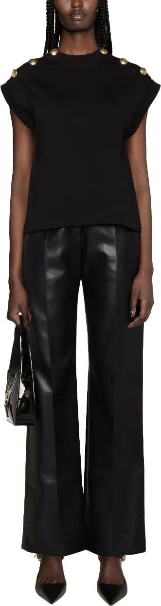 Alexander McQueen embossed-buttons cotton T-shirt Zwart