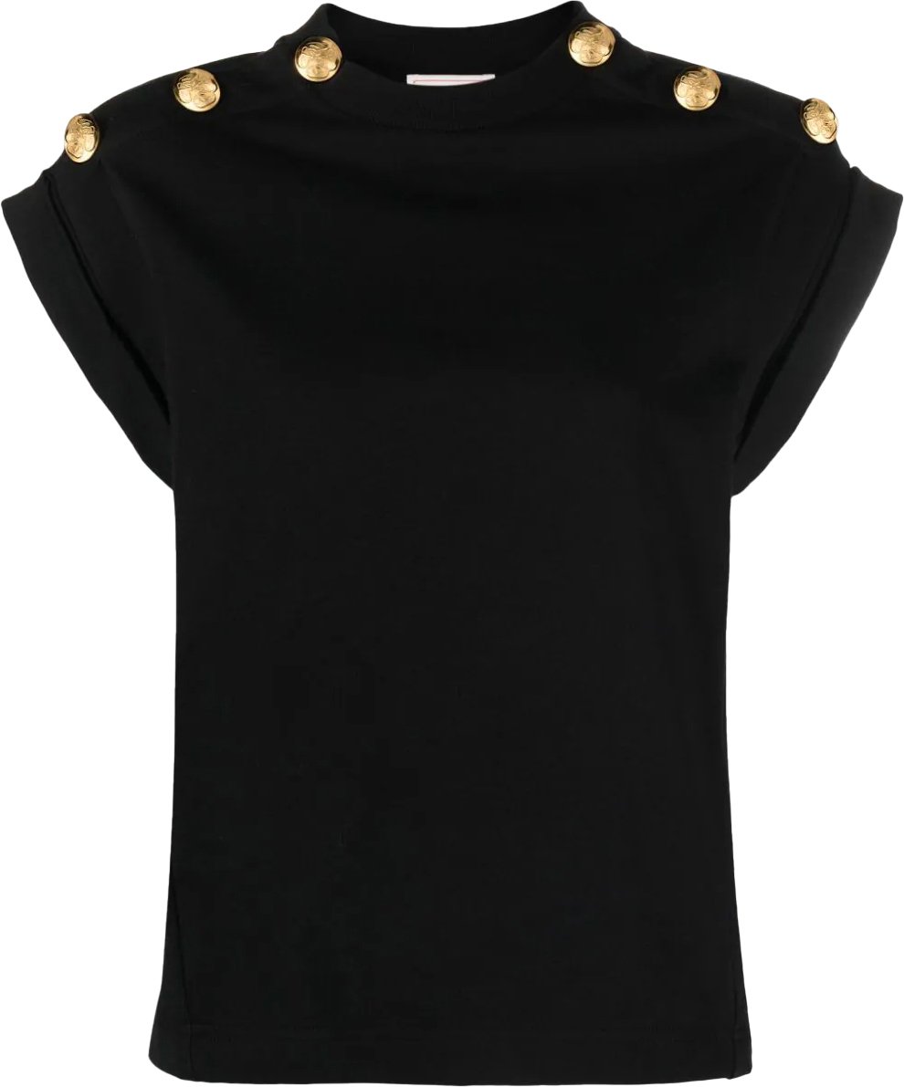 Alexander McQueen embossed-buttons cotton T-shirt Zwart