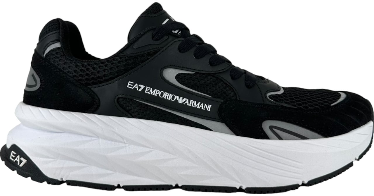 EA7 EA7 Emporio Armani Sneaker Leather Black/White Zwart
