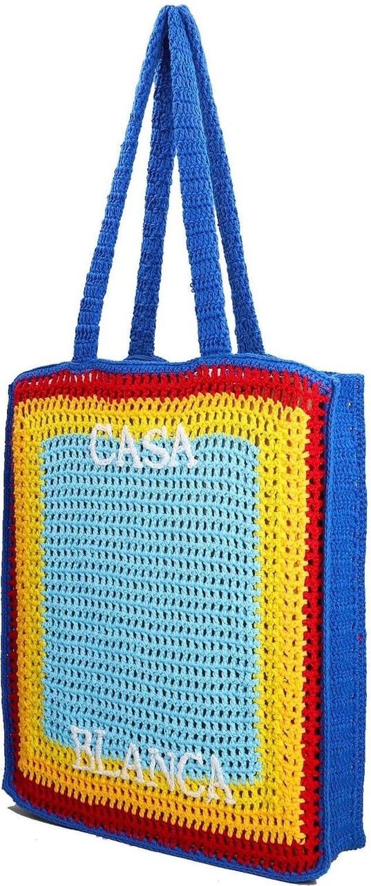 Casablanca Casablanca Logo Cotton Crochet Tote Bag Blauw