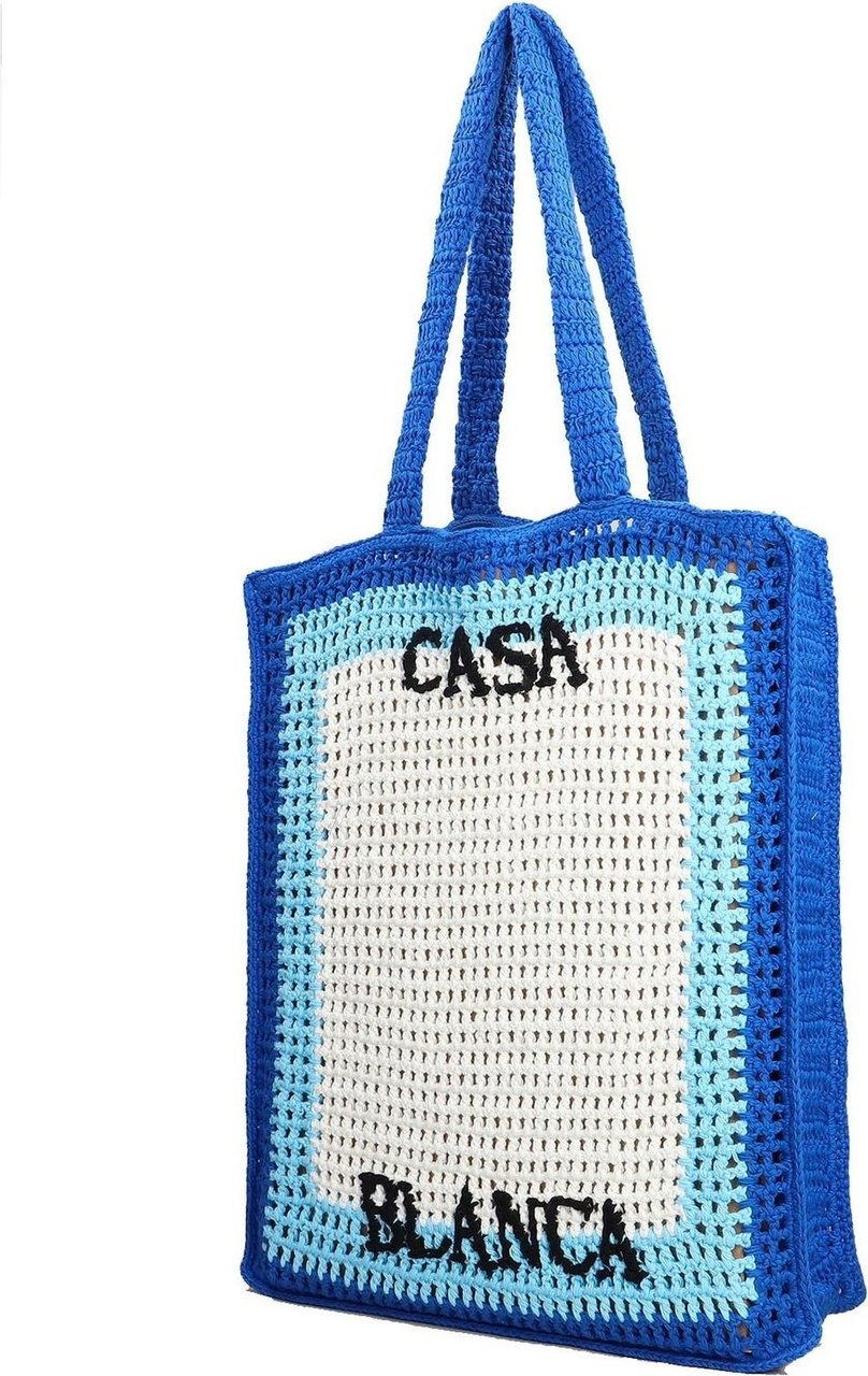 Casablanca Casablanca Logo Cotton Crochet Tote Bag Blauw