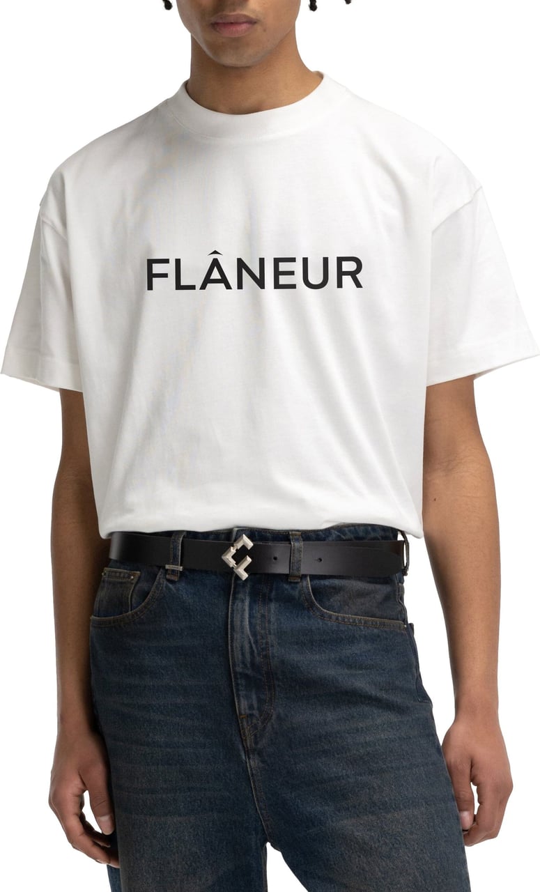 FLÂNEUR Printed Logo T-Shirt White Wit