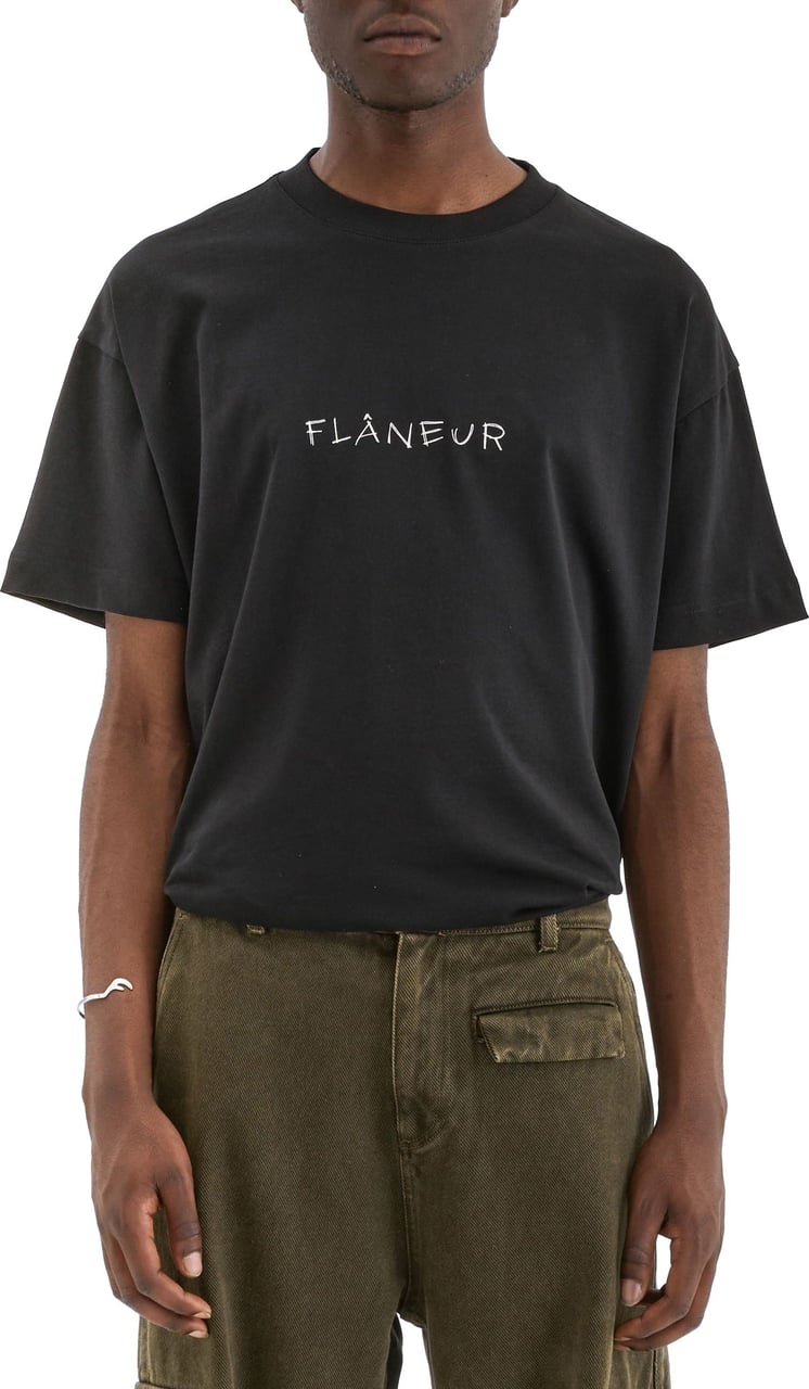 FLÂNEUR Scribble T-Shirt Black Zwart
