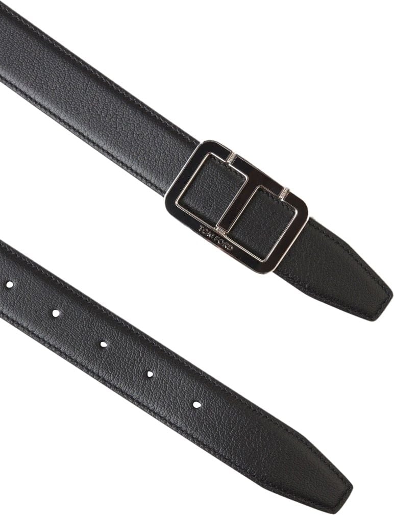 Tom Ford Leather T Belt Zwart