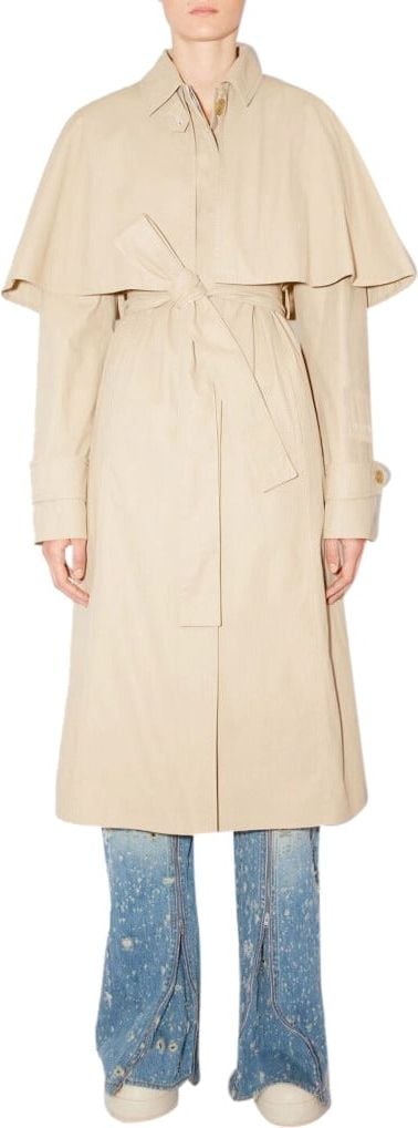 Acne Studios Belted Cape Trench Coat Beige