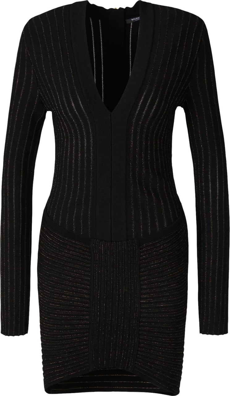 Balmain Shiny Knitted Dress Zwart