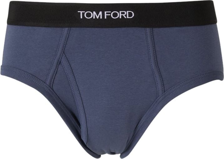 Tom Ford Slip Briefs Logo Cotton Blauw