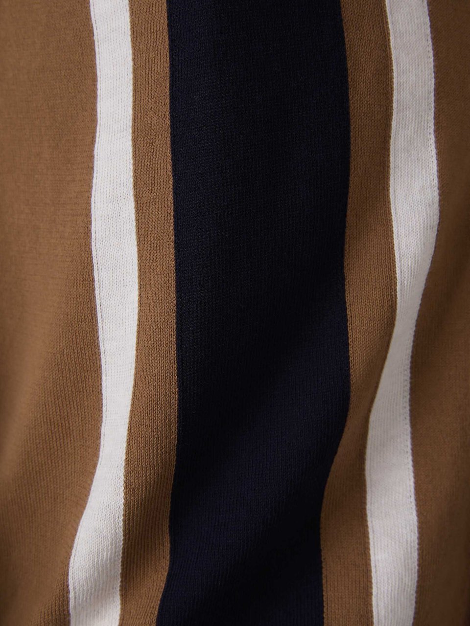 Gran Sasso Striped Motif Button Polo Shirt Bruin