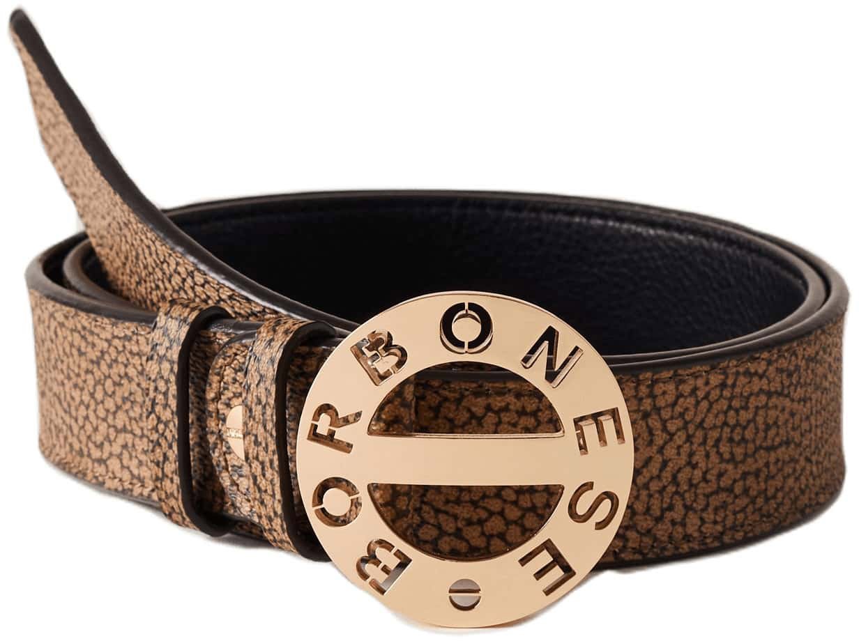 Borbonese BELT - OP Coated Canvas & leather Belt Zwart