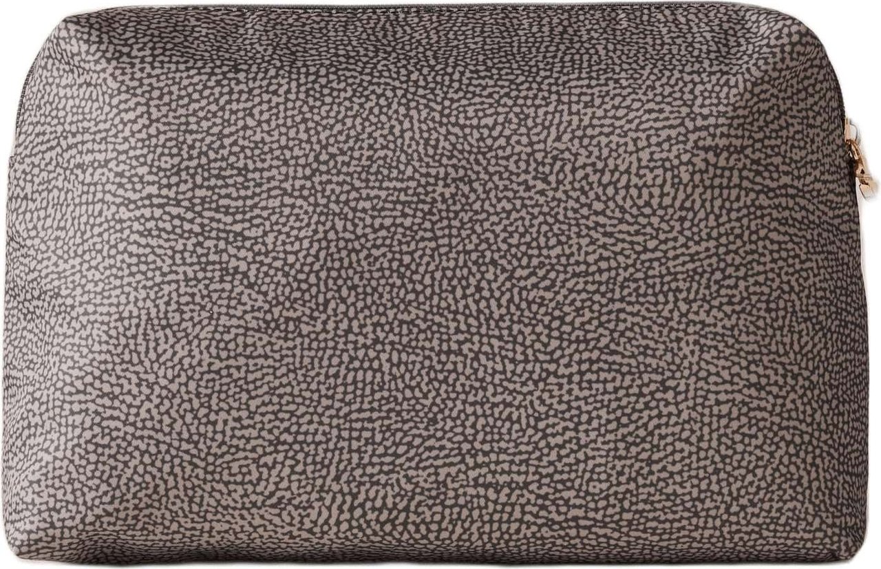Borbonese CLASSICA TOILETRY BAG MEDIUM - OP recycled nylon & leather Case Grijs