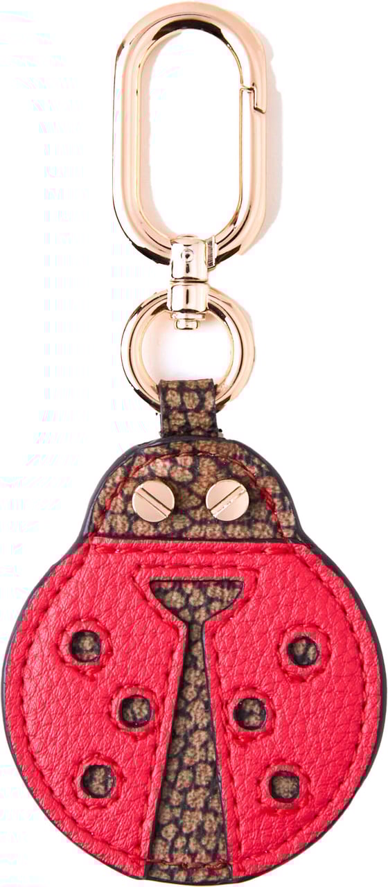 Borbonese OP coated canvas & leather key ring Bruin