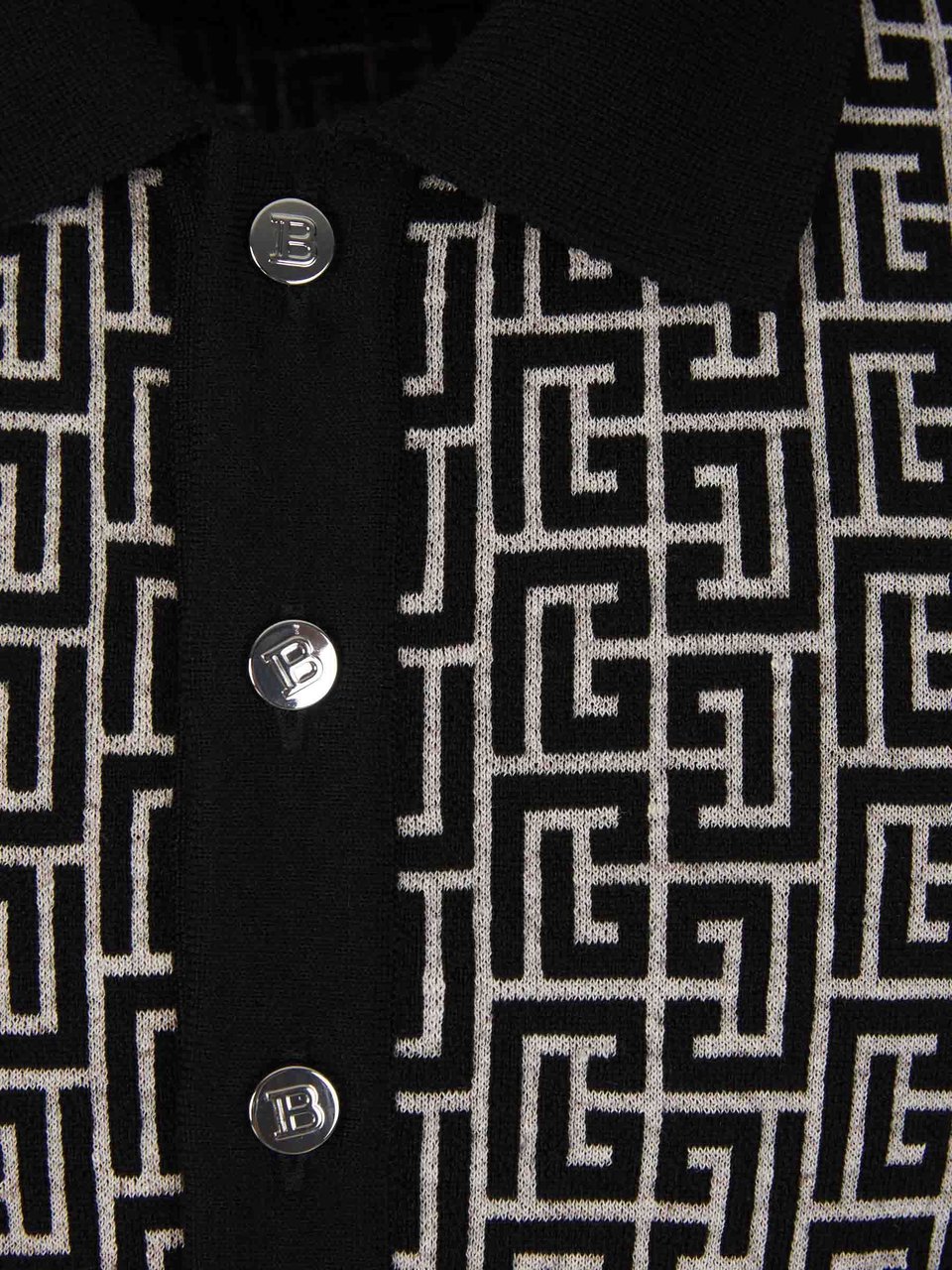 Balmain Monogram Knit Polo Zwart