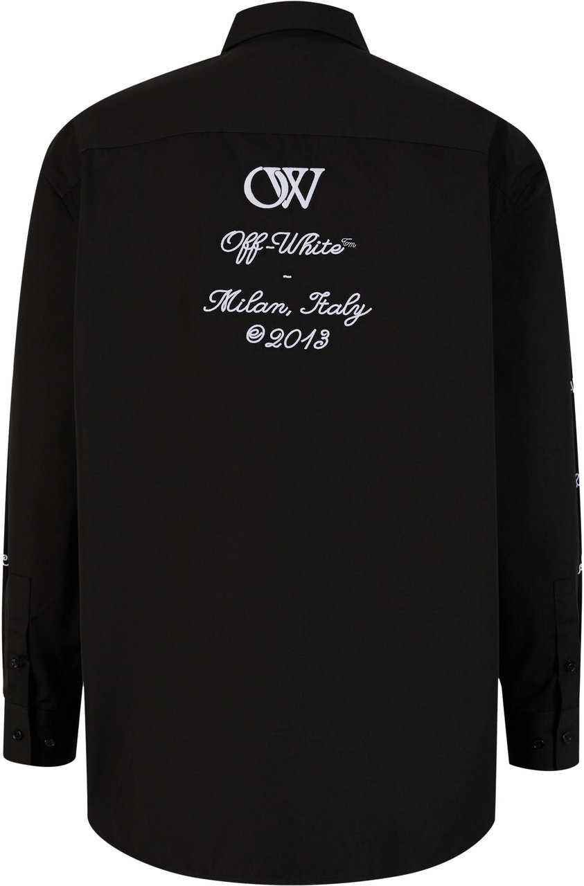 OFF-WHITE Embroidered Cotton Shirt Zwart