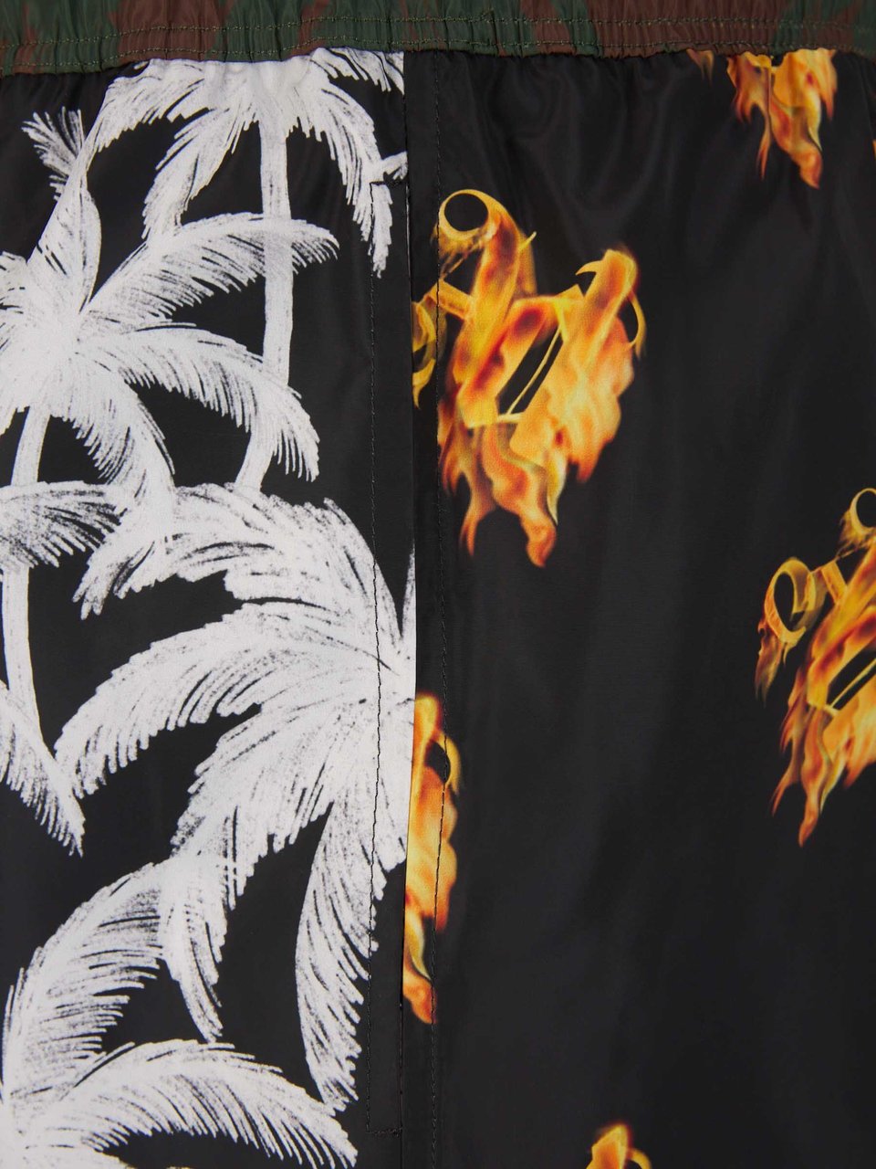 Palm Angels Palm Trees Patchwork Swimsuit Zwart