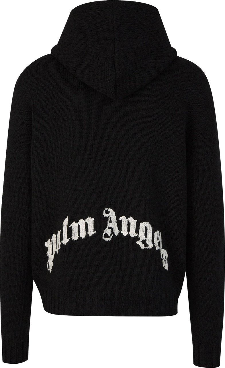 Palm Angels Knit Zipper Hood Sweatshirt Zwart