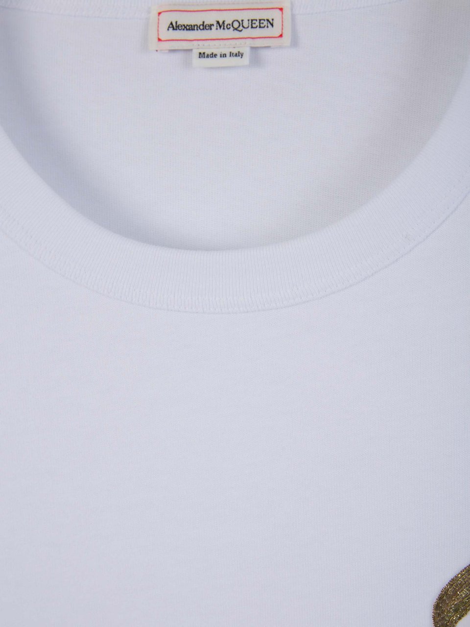Alexander McQueen Embroidered Cotton T-Shirt Wit