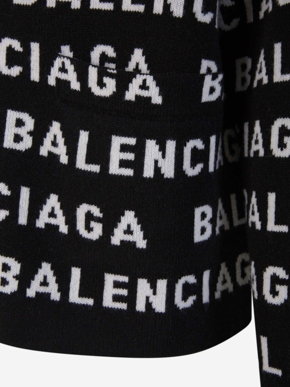 Balenciaga Logo Wool Cardigan Zwart