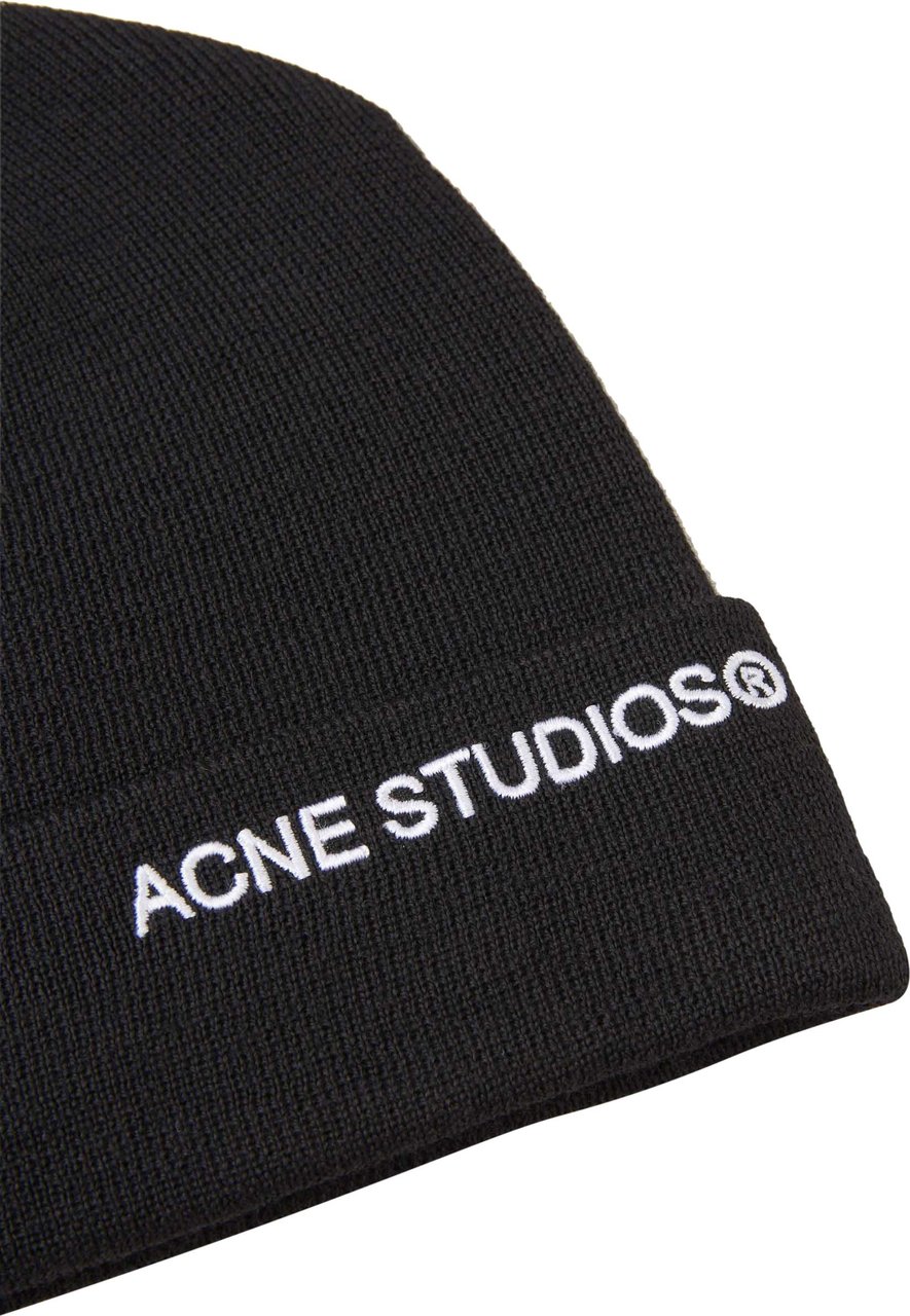 Acne Studios Embroidered Logo Beanie Zwart