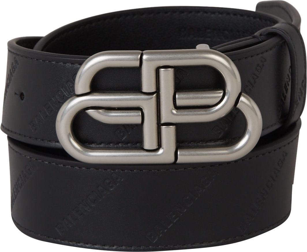 Balenciaga Monogram Leather Belt Zwart