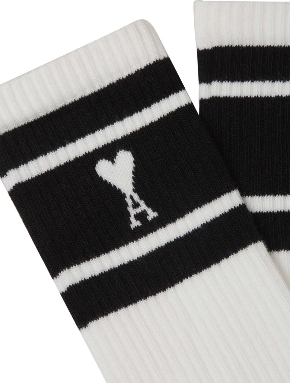 AMI Paris Striped Logo Socks Wit