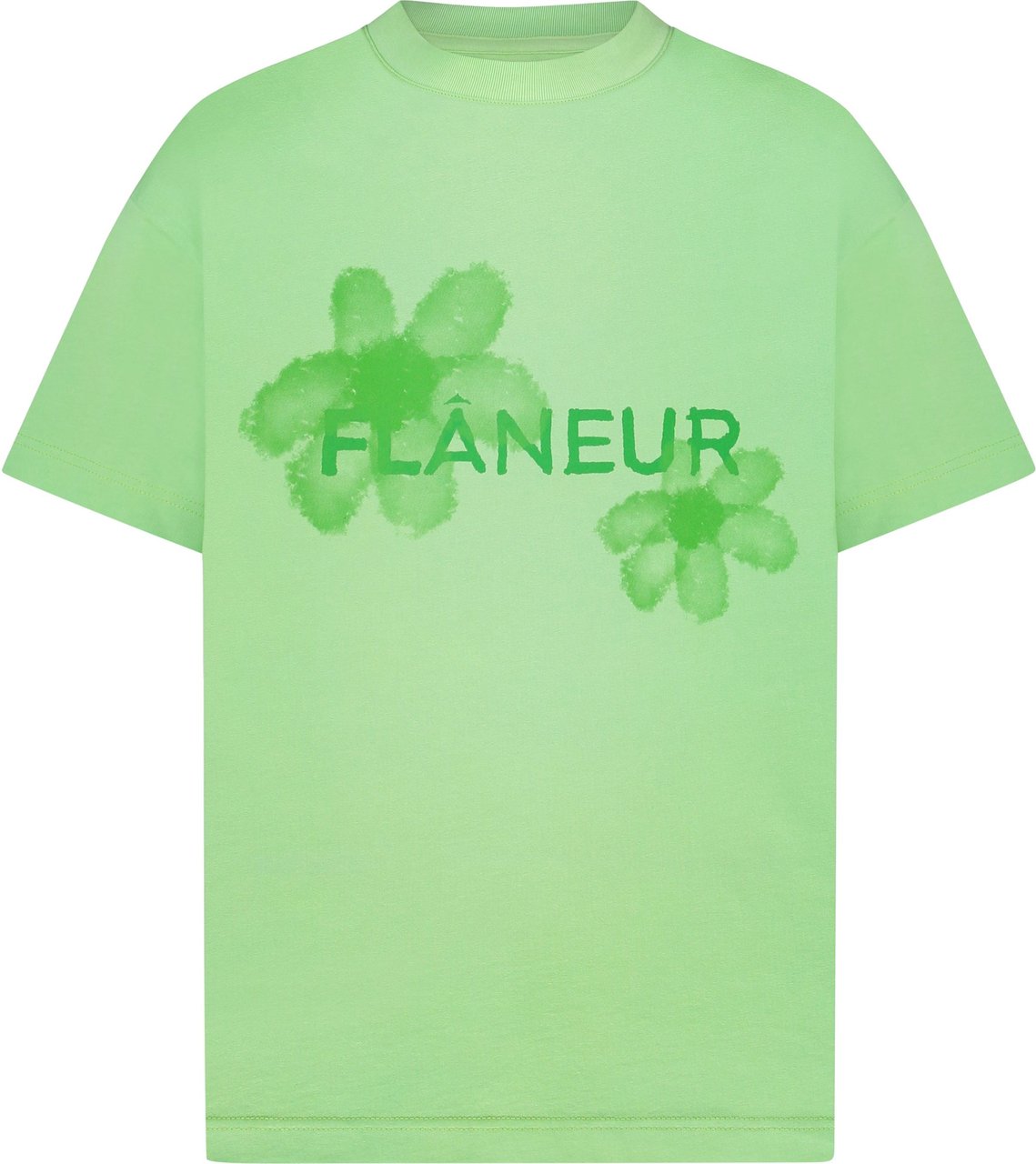 FLÂNEUR Floral Watercolor T-Shirt Green Groen