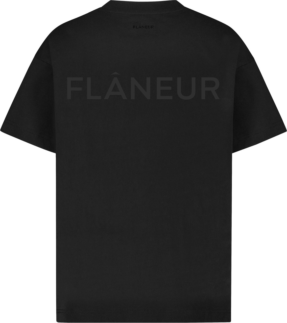 FLÂNEUR Tonal Logo T-Shirt Black Zwart