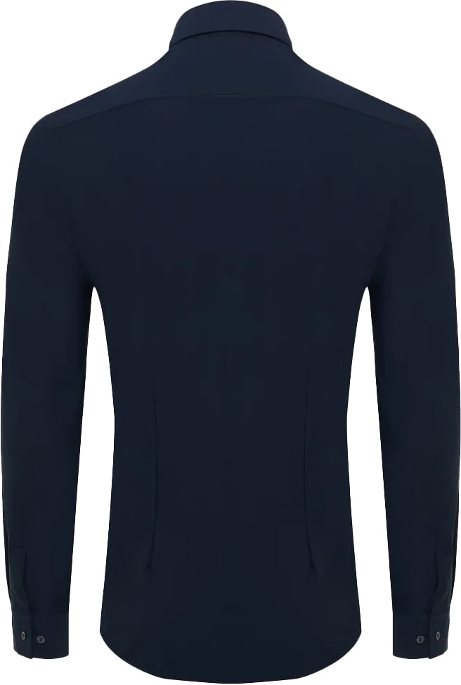 Genti Technisch slimfit overhemd Blauw