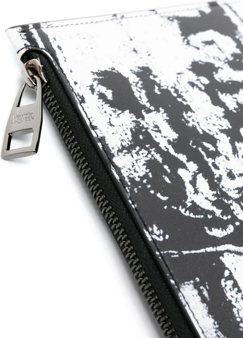 Alexander McQueen abstract-print leather clutch bag Divers