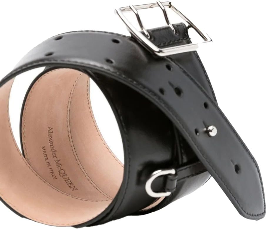 Alexander McQueen buckle-fastening leather belt Zwart