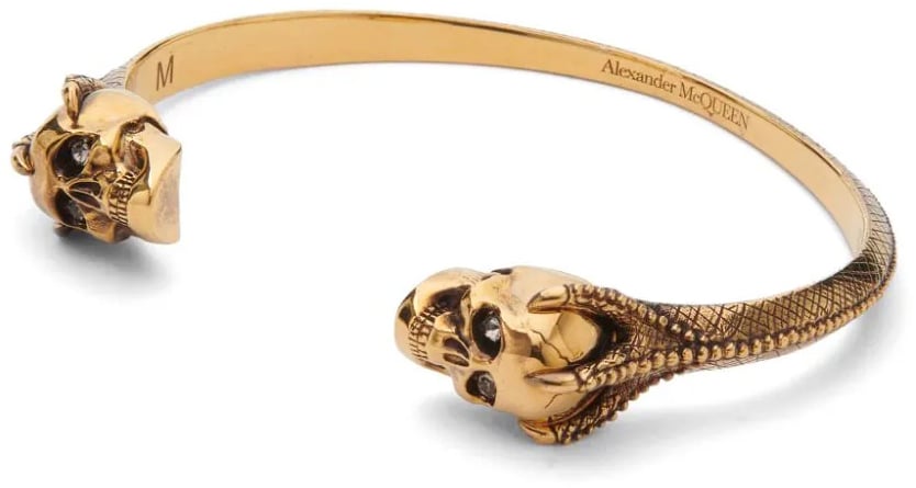 Alexander McQueen Victorian Skull cuff bracelet Metallic