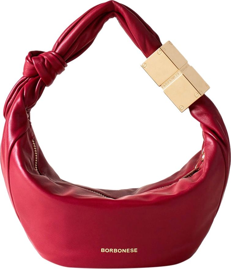 Borbonese DOMINO HOBO MINI - Soft Calfskin Handbag Rood