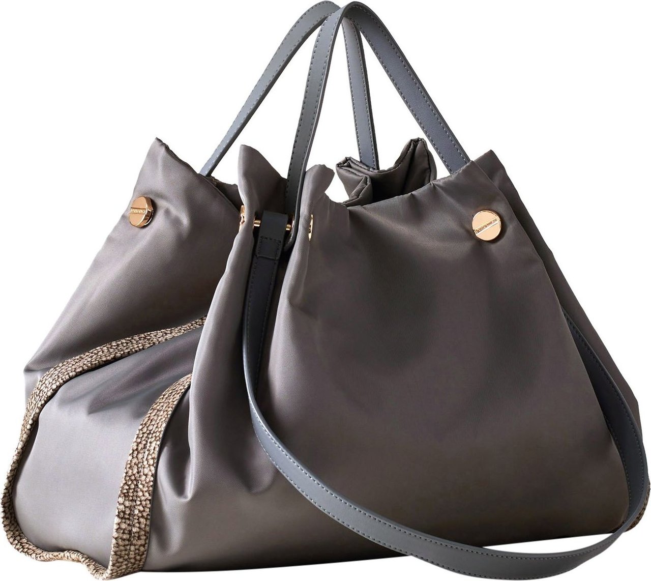 Borbonese NEW ORBIT SHOPPER LARGE - OP Recycled fabric handbag Grijs