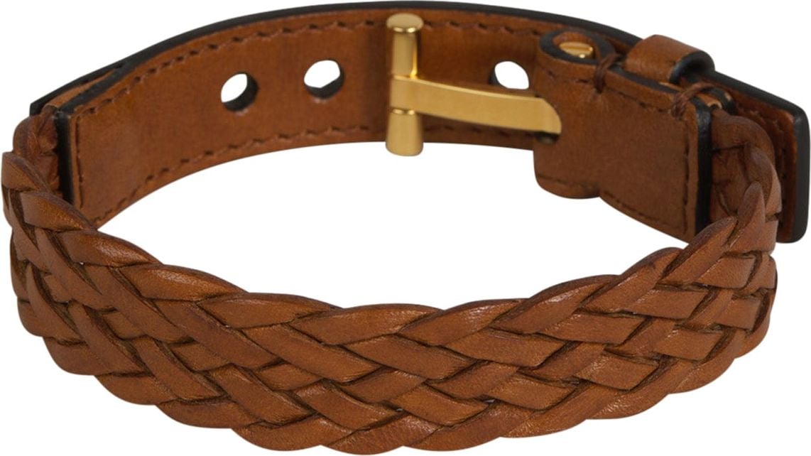 Tom Ford Braided Leather Bracelet Bruin