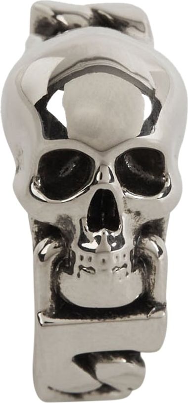 Alexander McQueen Skull Chain Ring Zilver