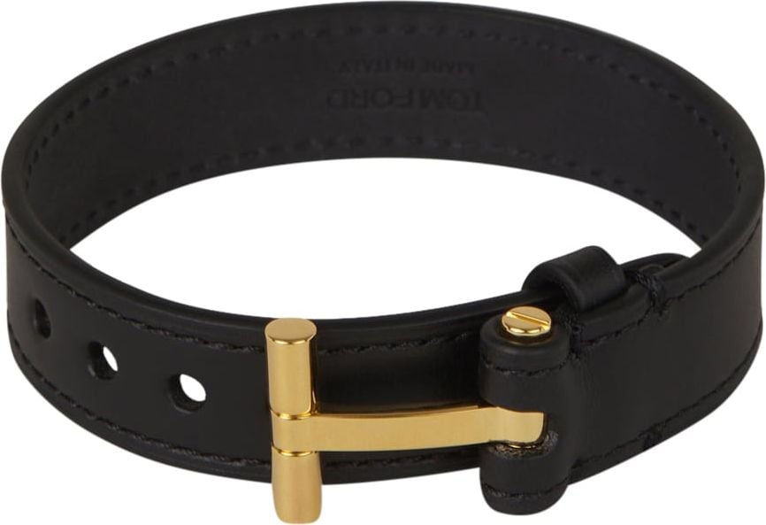 Tom Ford Buckle Leather Bracelet Zwart