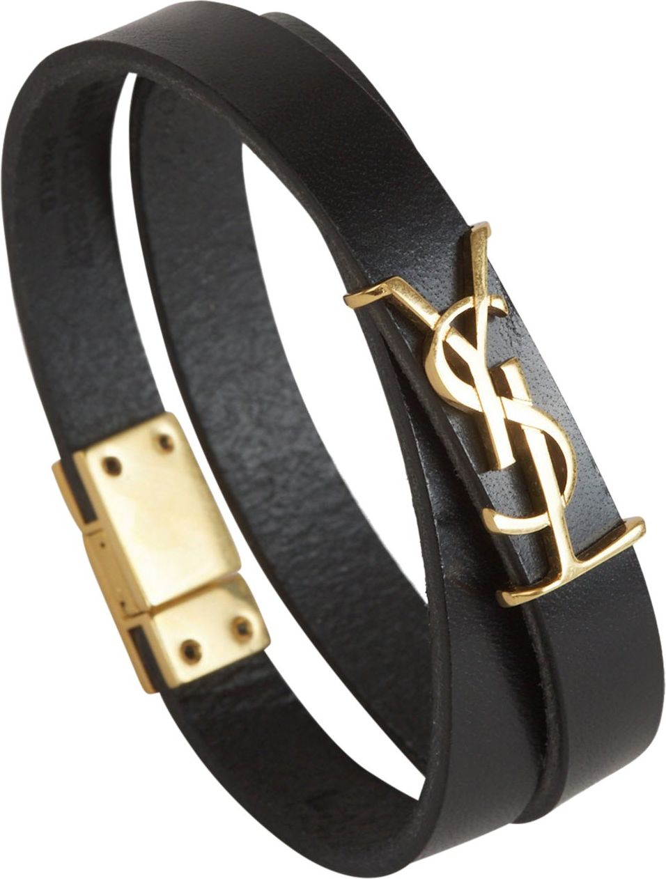 Saint Laurent Leather Wrap Bracelet Zwart