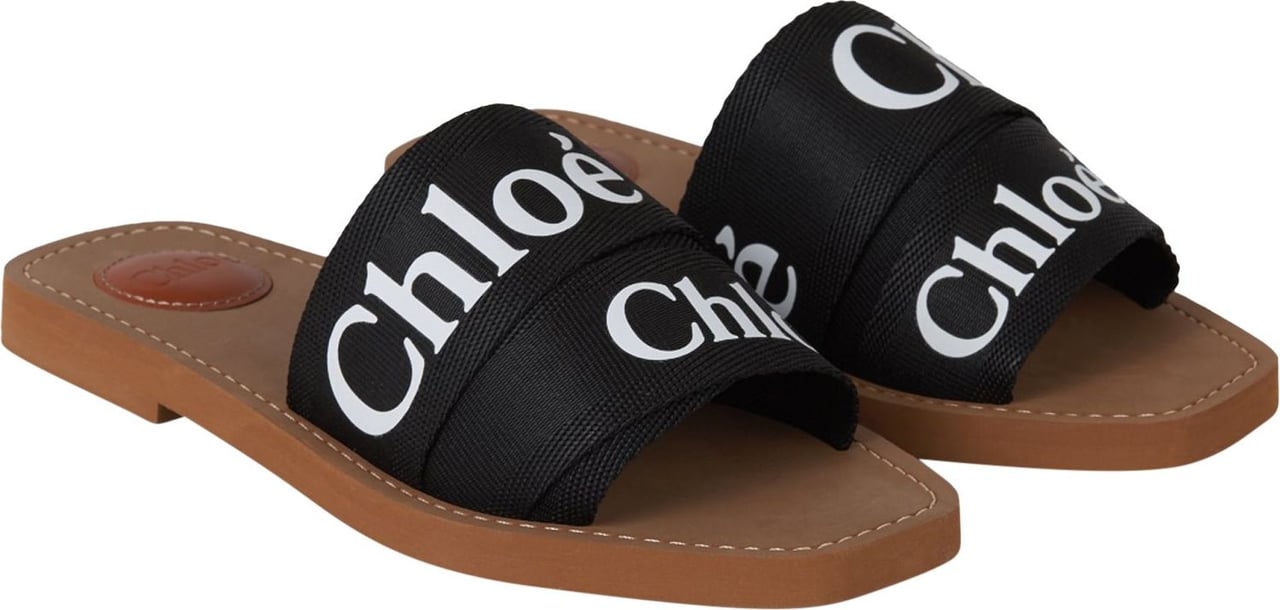 Chloé Woody Logo Sandals Zwart