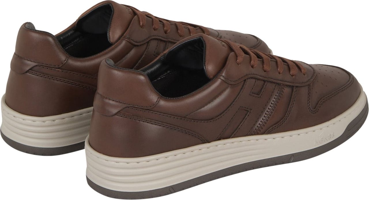 HOGAN Leather Paneled Sneakers Bruin
