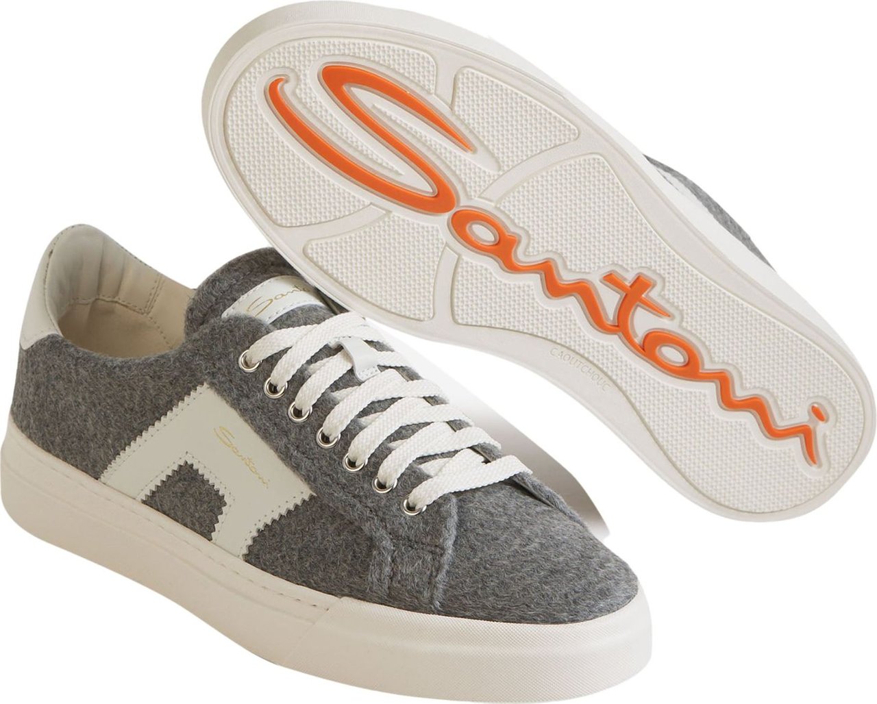 Santoni Double Buckle Wool Sneakers Grijs
